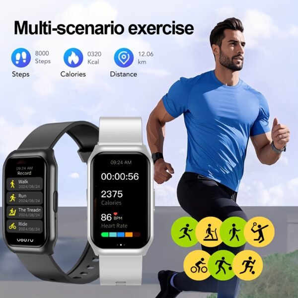 1pc gwenland 2025 new smart watch, multiple sport modes, 1.45 inch tft hd large screen, wireless call, sports pedometer, calorie burning, alarm, sports mileage record, multiple dials, timer, gift for family or friends, great gift