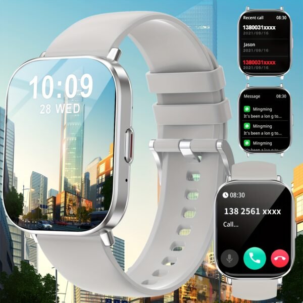 elegant pink silicone smartwatch with 2.01" full touch screen, wireless 5.2, features call answering, message notifications, sleep & exercise tracking, usb rechargeable ideal halloween gift for men & women, smartwatch notifications|elegant smartwatch|curved display, vosoirsi
