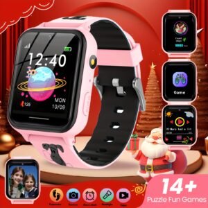 kids smart watch alarm clock, touch screen, calendar camera, music player, time display, video 3 boys' toy, youngsters smart watch, with 12 games smart watch, camera, music alarm clock calculator, calendar flashlight, stopwatch, pedometer, gift toy (black)