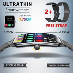 ultra thin smartwatch 1.93" full touch curved screen smart bracelet with answer/make call, message reminder, multiple sports modes, camera control/music, compatible android & iphone, smart fitness watch for men/women friend gift, birthday gift