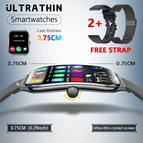 ultra thin smartwatch 1.93" full touch curved screen smart bracelet with answer/make call, message reminder, multiple sports modes, camera control/music, compatible android & iphone, smart fitness watch for men/women friend gift, birthday gift