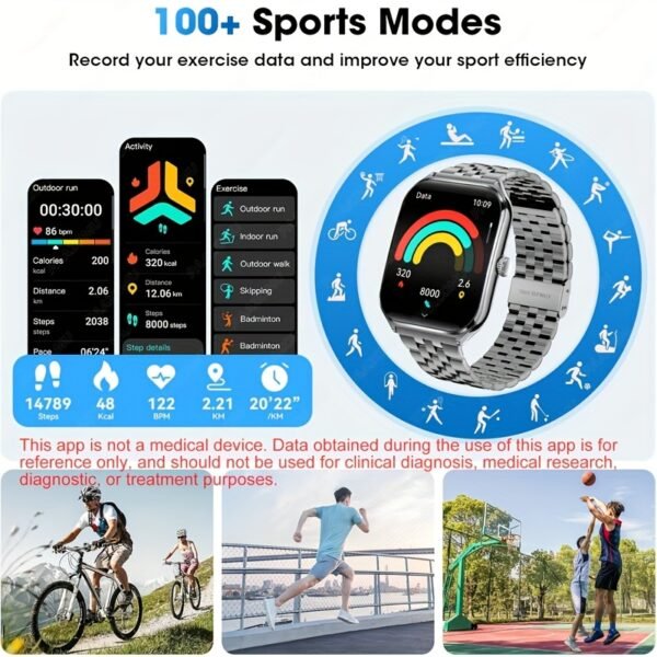 ultra thin 1.96" smartwatch 2.5d curved full touch screen smart bracelet with answer/make call, message reminder, multiple sports modes, camera control/music compatible android & iphone, smart fitness watch