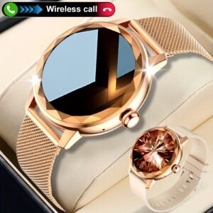 resopinda montre connectée décontractée pour femme avec appel sans fil, contrôle photo et musique à distance, réveil, suivi des calories et des pas, ultra mince en acier inoxydable compatible avec for iphone/android, cadeau parfait pour les femmes, suivi de la condition physique, design de montre élégant, de montre durable