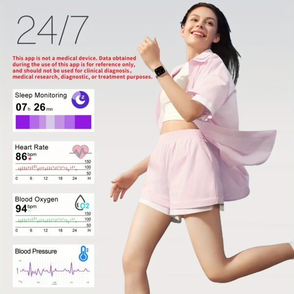 elegant pink silicone smartwatch with 2.01" full touch screen, wireless 5.2, features call answering, message notifications, sleep & exercise tracking, usb rechargeable ideal halloween gift for men & women, smartwatch notifications|elegant smartwatch|curved display, vosoirsi