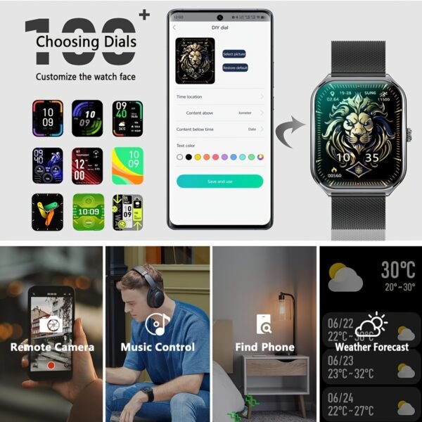 ultra thin smartwatch 1.93" full touch curved screen smart bracelet with answer/make call, message reminder, multiple sports modes, camera control/music, compatible android & iphone, smart fitness watch for men/women friend gift, birthday gift