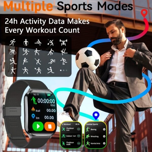 ultra thin smartwatch 1.93" full touch curved screen smart bracelet with answer/make call, message reminder, multiple sports modes, camera control/music, compatible android & iphone, smart fitness watch for men/women friend gift, birthday gift