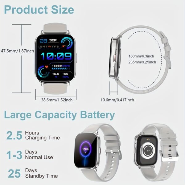 elegant pink silicone smartwatch with 2.01" full touch screen, wireless 5.2, features call answering, message notifications, sleep & exercise tracking, usb rechargeable ideal halloween gift for men & women, smartwatch notifications|elegant smartwatch|curved display, vosoirsi
