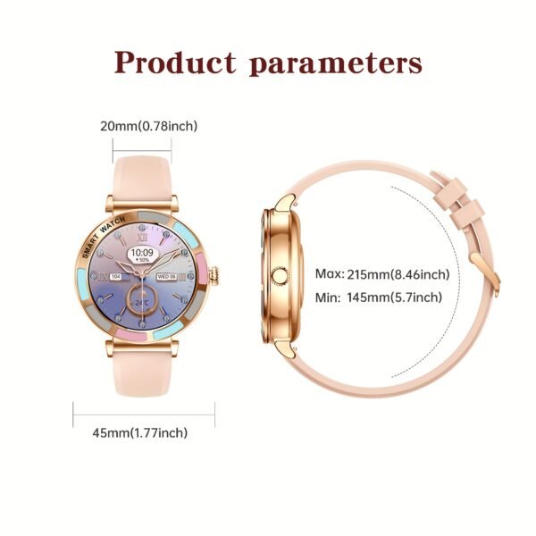 women's smart watch, 1.27 inch hd touch screen, with answer and make calls, message notification, more than 100 sports modes, pedometer outdoor activity fitness report ip67 fashion smart watch, suitable for ios/android mobile phones