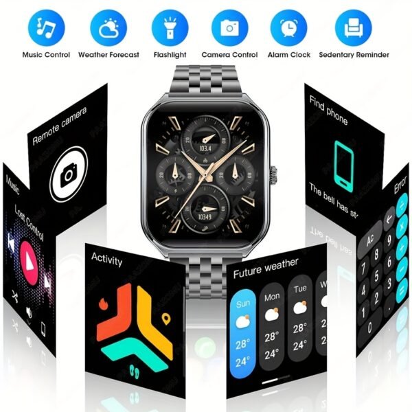ultra thin 1.96" smartwatch 2.5d curved full touch screen smart bracelet with answer/make call, message reminder, multiple sports modes, camera control/music compatible android & iphone, smart fitness watch