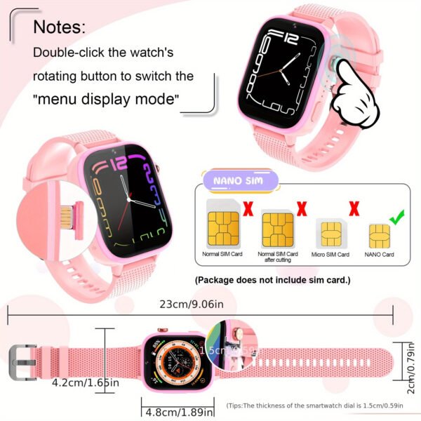 topchances 4g kids smart watch with sim card, fashionable digital display, 47 games, two way calling, sos emergency button, rechargeable lithium polymer battery, usb charging, wi fi enabled, ideal christmas gift for children
