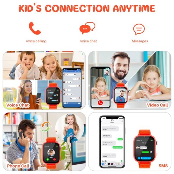 topchances 4g kids smart watch with sim card, fashionable digital display, 47 games, two way calling, sos emergency button, rechargeable lithium polymer battery, usb charging, wi fi enabled, ideal christmas gift for children