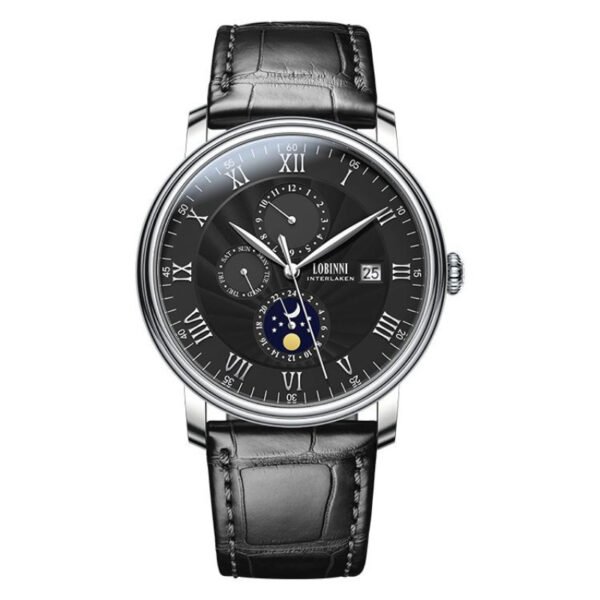 lobinni hot deal fashion luxury stainless steel strap mechanical sports men's watch, no battery required