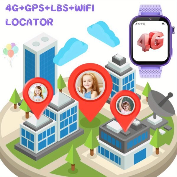 topchances 4g kids smart watch with sim card, fashionable digital display, 47 games, two way calling, sos emergency button, rechargeable lithium polymer battery, usb charging, wi fi enabled, ideal christmas gift for children
